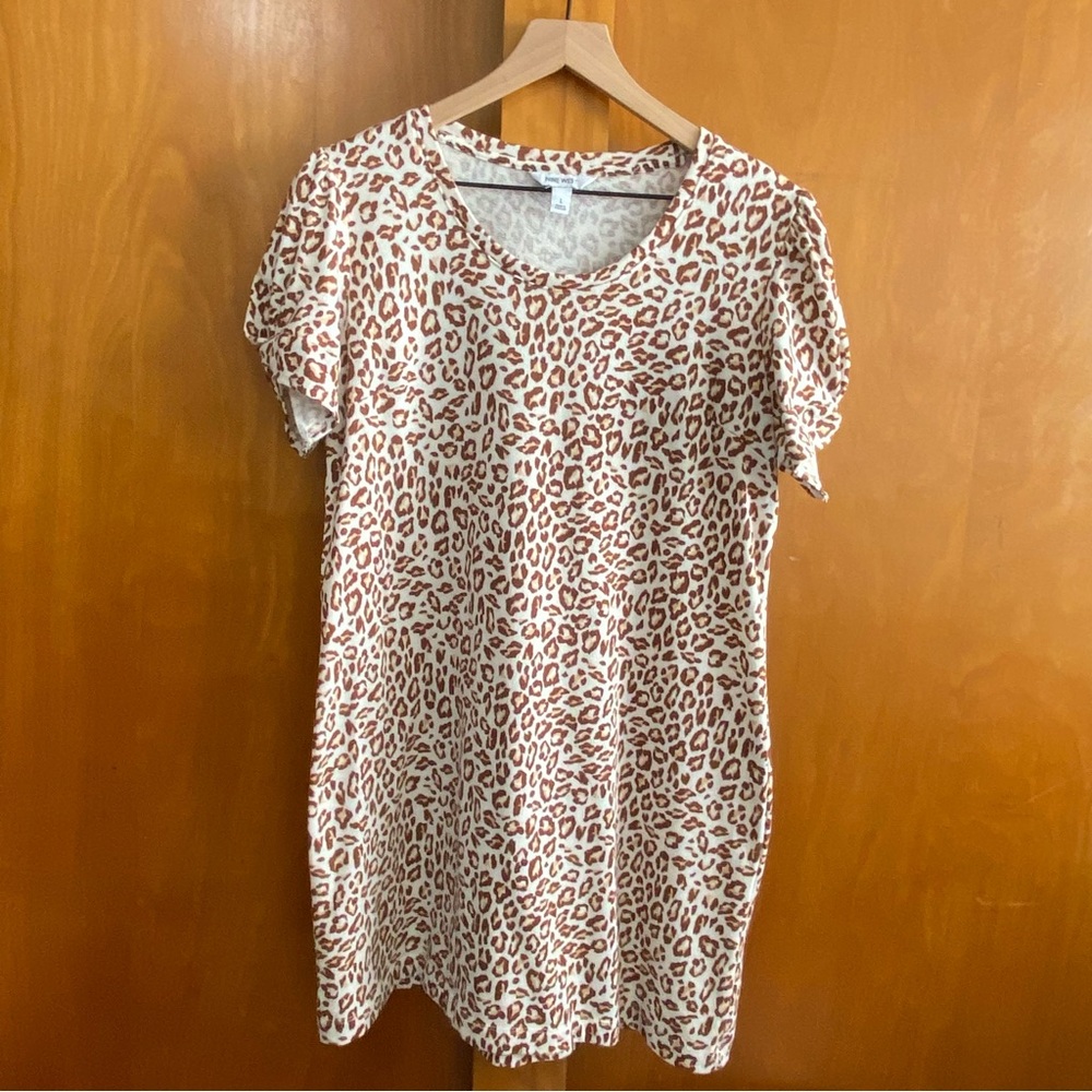 Nine West Leopard Print Short Sleeve Dress Large
